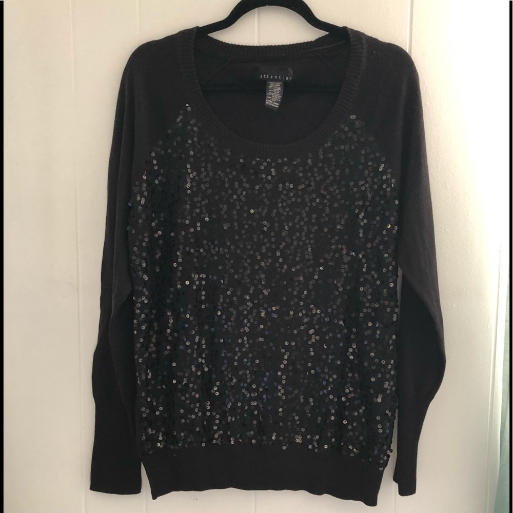 Black Partial sequined sweater